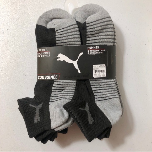 Men’s Puma Socks Black Gray Cushioned Sole - Picture 3 of 6